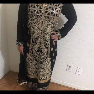 Black kurti with zari work and dupatta